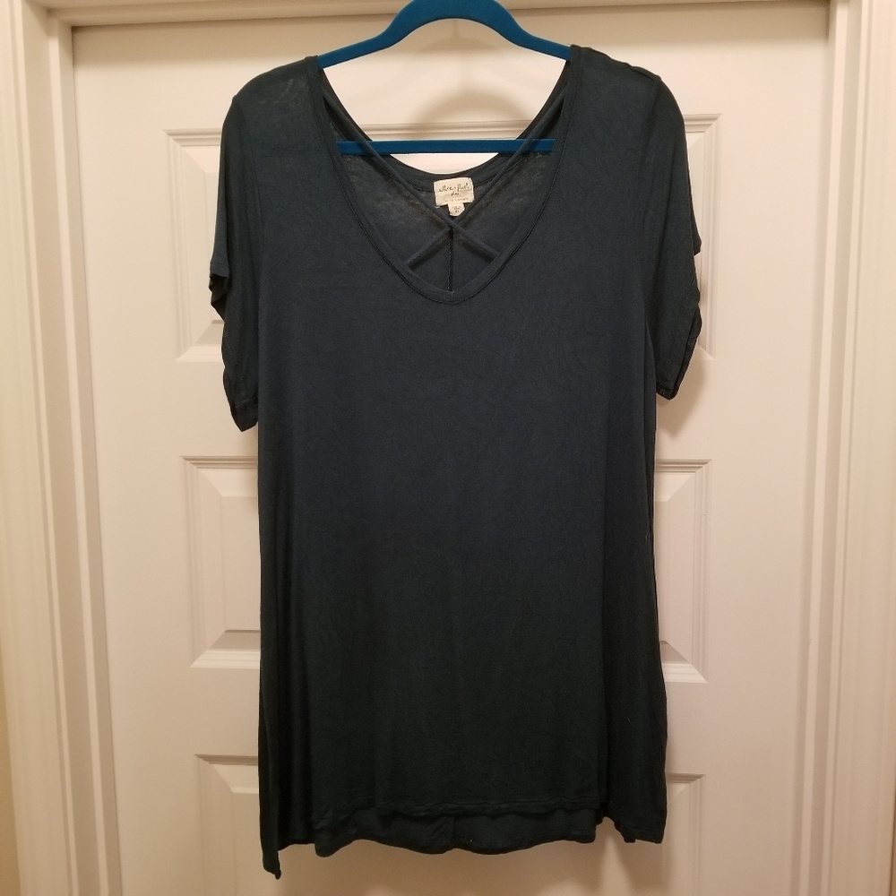 Ultra Flirt Tunic Top Cross-Front Deep Teal